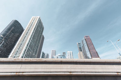 Low angle view of modern buildings against sky