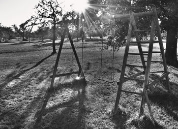 View of swing in park