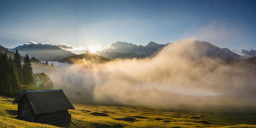 Scenic view of mountains against sky