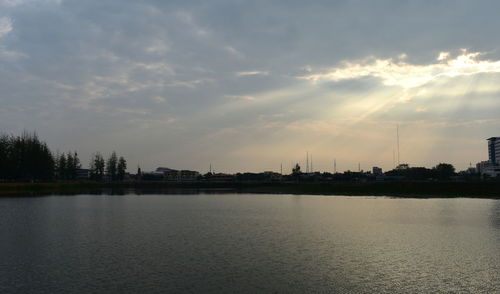 View of city at sunset