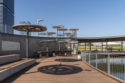 Low angle view of bridge against clear sky