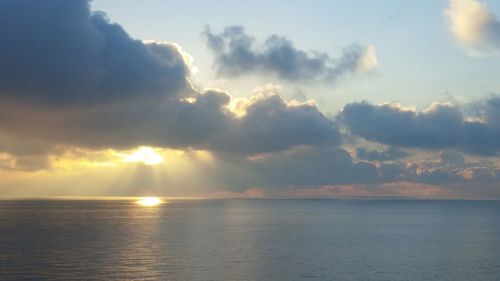 Scenic view of sea against dramatic sky