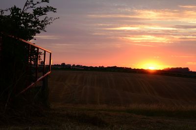 Scenic view of field against sky during sunset