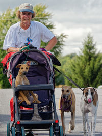 Portrait of man with dog