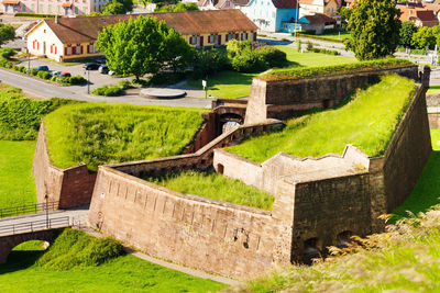 High angle view of historic building