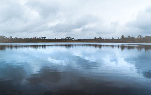 Scenic view of lake against sky