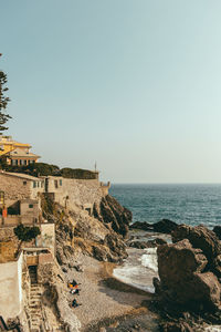 Scenic view of sea against clear sky