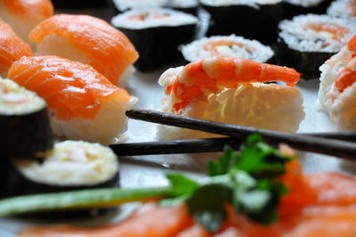 Close-up of sushi in plate