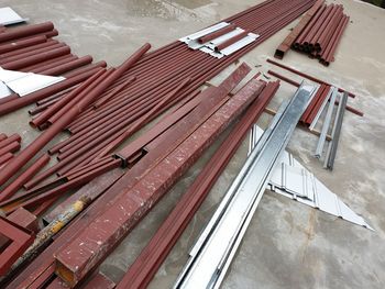 High angle view of construction equipment