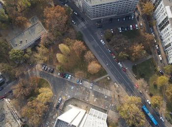 High angle view of traffic on city street