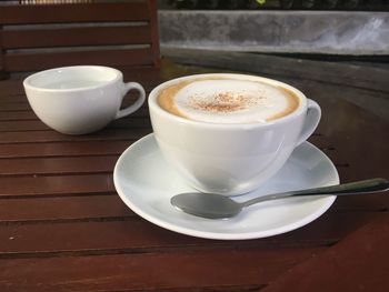 Coffee cup on table