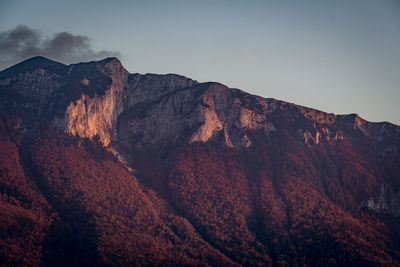 Rock formations on mountain against sky