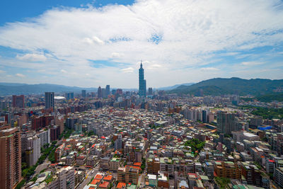 Aerial view of buildings in city