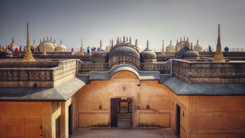 View of temple building against clear sky