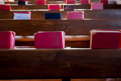 Bibles on pew at church