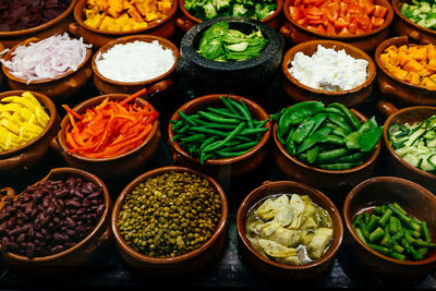 Close-up of multi colored market stall