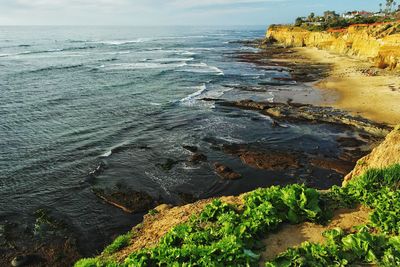 High angle view of sea against sky