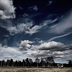 Scenic view of field against cloudy sky