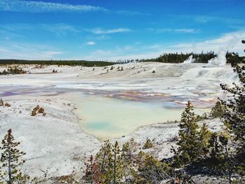 View of lake against cloudy sky