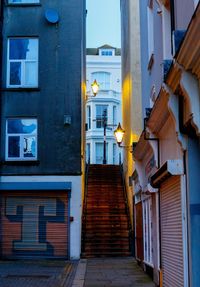 Low angle view of residential building at night