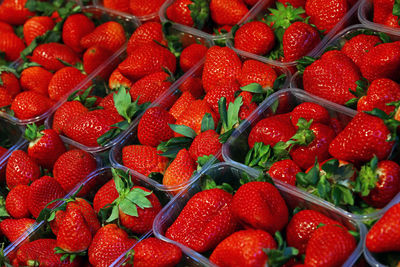 Full frame shot of strawberries for sale at market