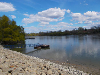 Scenic view of lake against sky