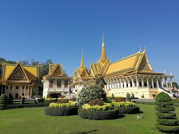 Traditional building against clear blue sky