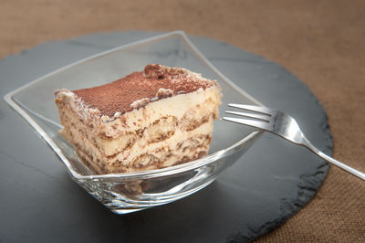 High angle view of ice cream in bowl