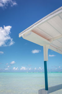 Scenic view of sea against blue sky