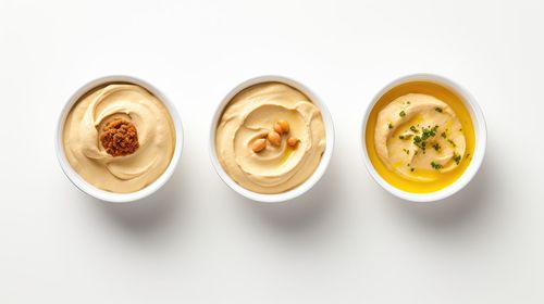 High angle view of food on white background