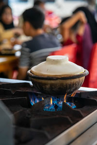 Close-up of food cooking on stove