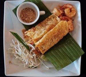 High angle view of food in plate