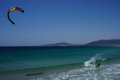 Scenic view of sea against clear sky