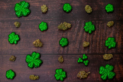 High angle view of vegetables on table