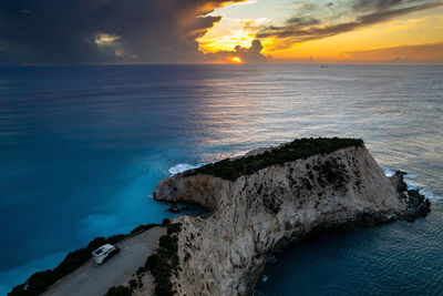 Scenic view of sea against sky during sunset