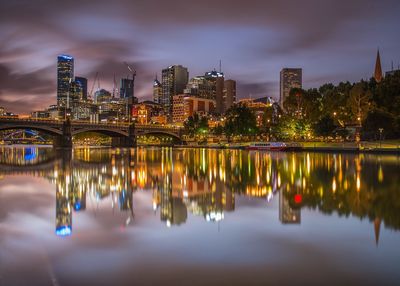 Illuminated city at night