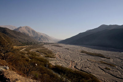 Scenic view of mountains against clear sky