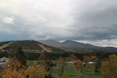 High angle view of townscape against sky