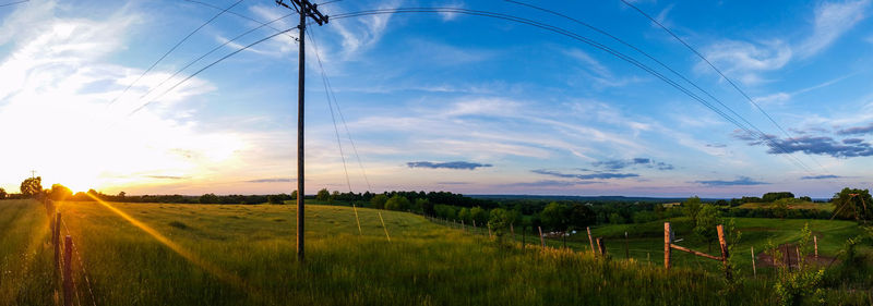 Scenic view of field against cloudy sky