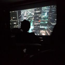 View of illuminated city at night