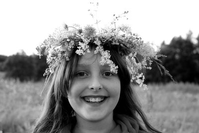 Portrait of girl with flowers