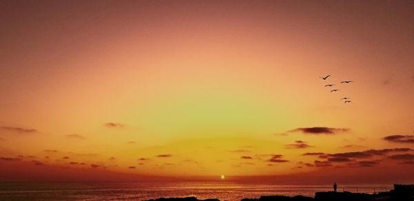 Scenic view of sea during sunset