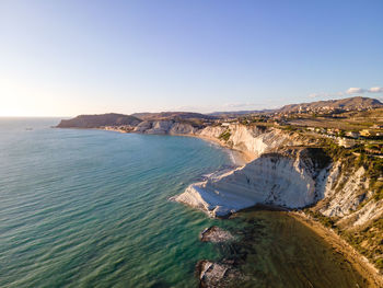 Panoramic view of sea against clear sky