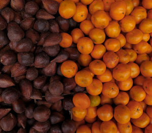 Full frame shot of oranges at market stall