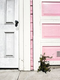 Closed door of building