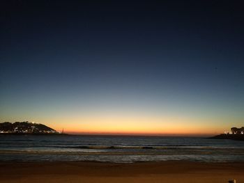 Scenic view of sea against clear sky