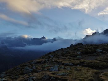 Scenic view of mountains against sky