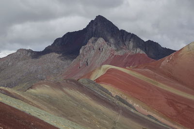 Scenic view of mountains against cloudy sky