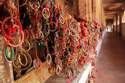 Bicycles for sale at market stall