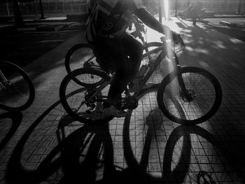 Man riding bicycle in city